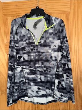 Champion Gray and Neon Yellow Athletic Quarter Zip Pullover